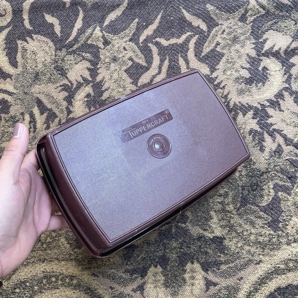 Vintage Tupperware STOW N GO Organizer #767-1 Brown 3 Piece Lid 769-14